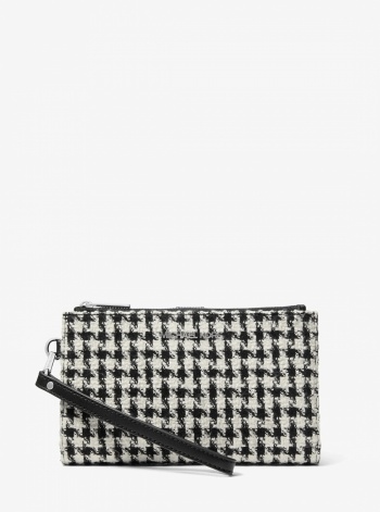 Jet Set Travel Houndstooth Woven Wristlet