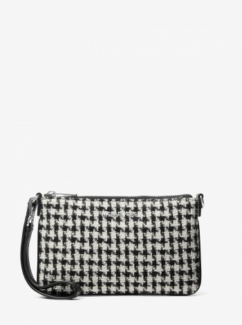 Jet Set Travel Woven Houndstooth Convertible Wristlet