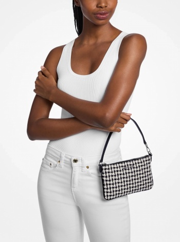 Jet Set Travel Woven Houndstooth Convertible Wristlet
