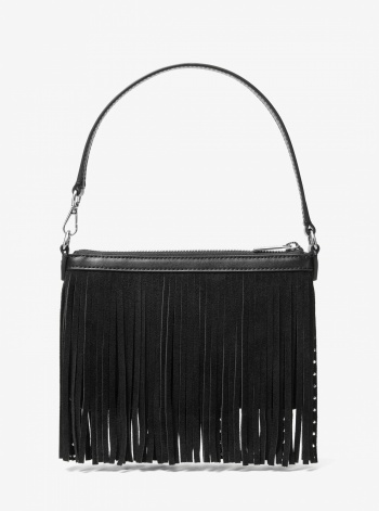 Jet Set Travel Small Studded Fringed Polyester Microsuede Wristlet