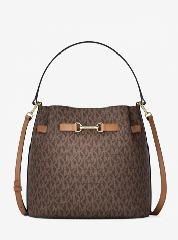 Carson Medium Signature Logo Convertible Bucket Crossbody Bag