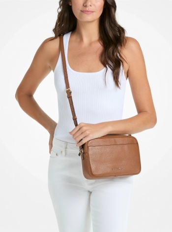 Jet Set Large Pebbled Leather Camera Crossbody Bag