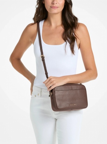 Jet Set Large Pebbled Leather Camera Crossbody Bag