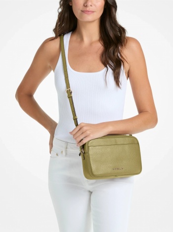 Jet Set Large Pebbled Leather Camera Crossbody Bag