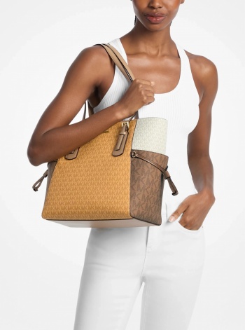 Voyager Large Color-Block Signature Logo Tote Bag