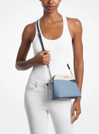 Jet Set Travel Color-Block Signature Logo Crossbody Bag