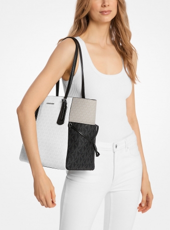 Michael Kors Voyager Large Color-Block Signature Logo Tote Bag