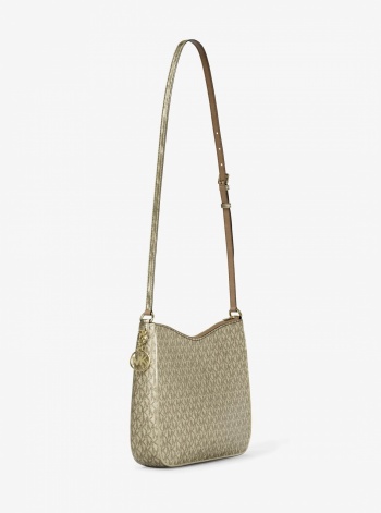Nayla Medium Metallic Signature Logo Messenger Bag