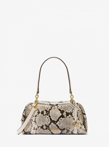 Cecily Small Studded Snake Embossed Shoulder Bag
