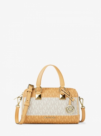 Grayson Small Striped Signature Logo Duffel Crossbody Bag
