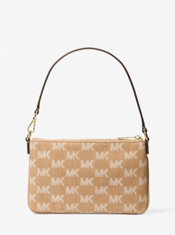 Jet Set Travel Small Logo Jacquard Denim Wristlet