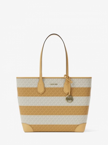 Eva Large Striped Signature Logo Tote Bag