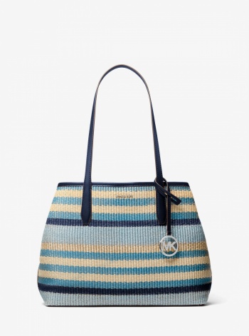 Avalon Medium Striped Woven Tote Bag