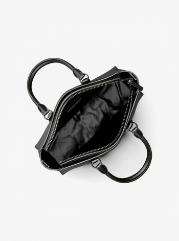 Arden Medium Pebbled Leather and Signature Logo Top-Zip Satchel