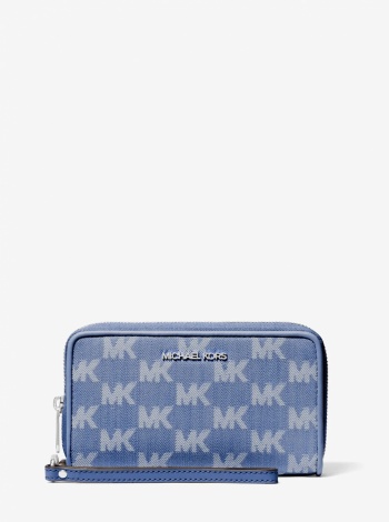 Jet Set Travel Large Logo Jacquard Denim Smartphone Wristlet