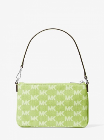 Jet Set Travel Small Logo Jacquard Denim Wristlet