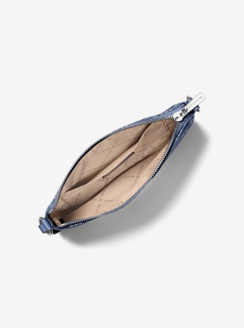 Jet Set Travel Small Logo Jacquard Denim Wristlet