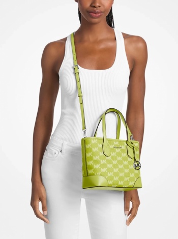 Eva Extra-Small Logo Jacquard Denim Convertible Tote Bag