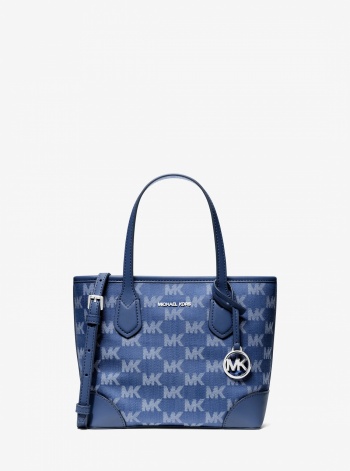 Eva Extra-Small Logo Jacquard Denim Convertible Tote Bag