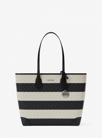Eva Large Striped Signature Logo Tote Bag