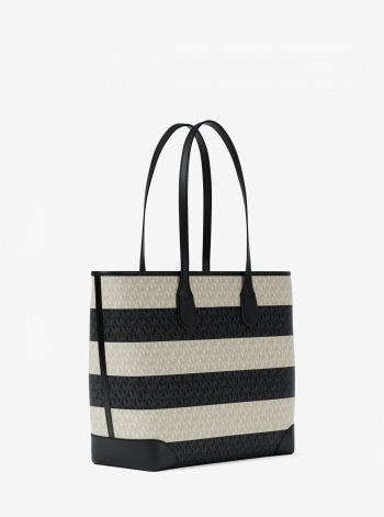 Eva Large Striped Signature Logo Tote Bag