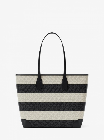Eva Large Striped Signature Logo Tote Bag