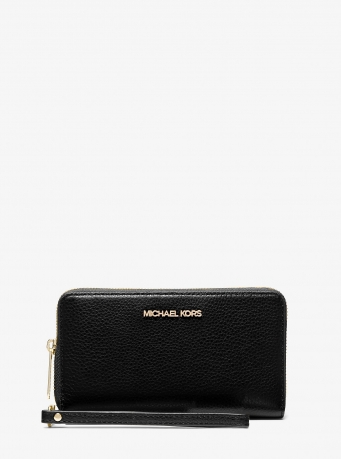 Large Pebbled Leather Smartphone Wristlet