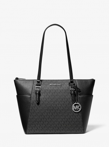 MICHAEL Michael Kors Charlotte Large Logo and Leather Top-Zip Tote Bag
