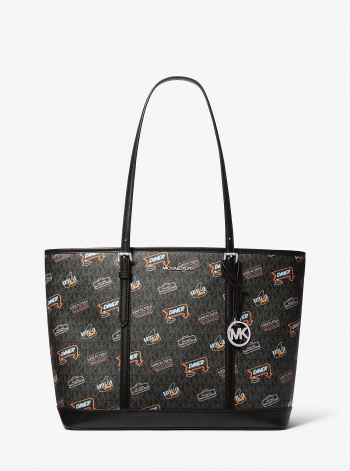 Jet Set Large Printed Signature Logo Tote Bag
