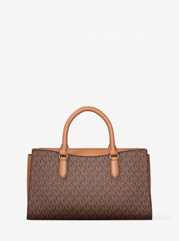 Arden Medium Signature Logo Top-Zip Satchel