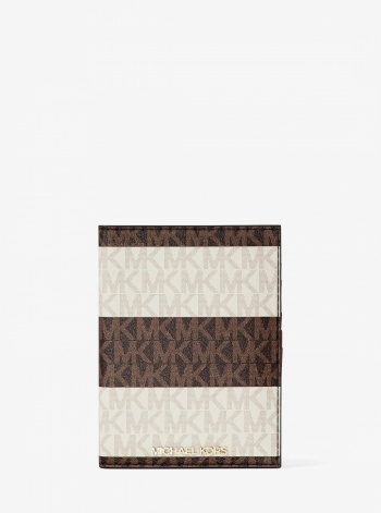 Jet Set Travel Medium Striped Signature Logo Passport Case