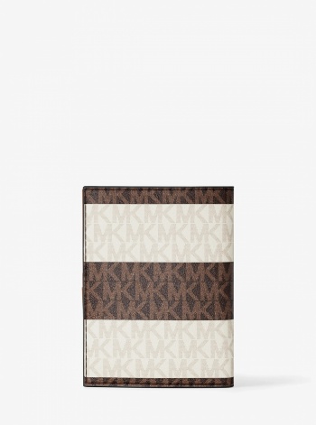 Jet Set Travel Medium Striped Signature Logo Passport Case
