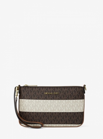 Jet Set Travel Small Striped Signature Logo Convertible Wristlet