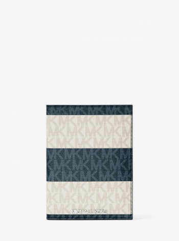 Jet Set Travel Medium Striped Signature Logo Passport Case