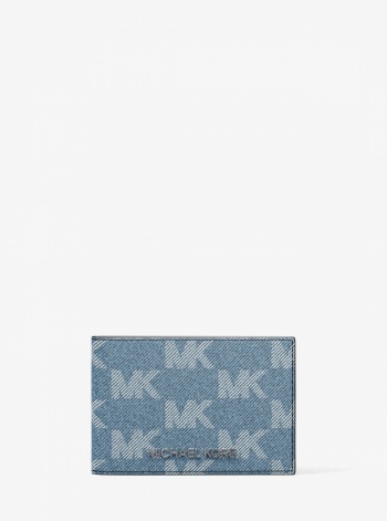 Michael Kors Mens Cooper Medium Logo Jacquard Denim Wallet