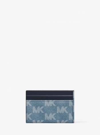 Michael Kors Mens Cooper Medium Logo Jacquard Denim Wallet