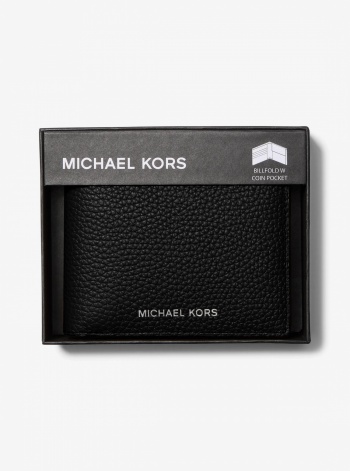 Michael Kors Mens Cooper Pebbled Leather Billfold Wallet With Coin Pouch