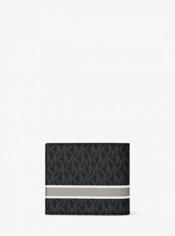 Michael Kors Mens Cooper Striped Signature Logo Billfold Wallet With Passcase