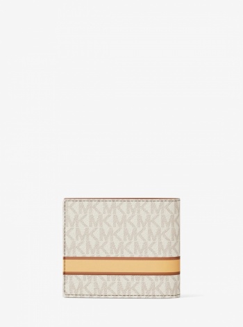 Michael Kors Mens Cooper Striped Signature Logo Billfold Wallet With Passcase
