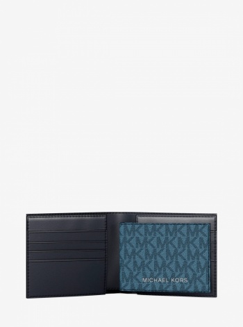 Michael Kors Mens Cooper Striped Signature Logo Billfold Wallet With Passcase