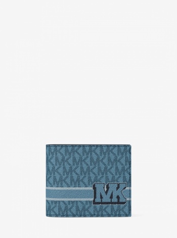 Michael Kors Mens Cooper Striped Signature Logo Billfold Wallet With Passcase