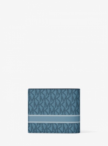 Michael Kors Mens Cooper Striped Signature Logo Billfold Wallet With Passcase