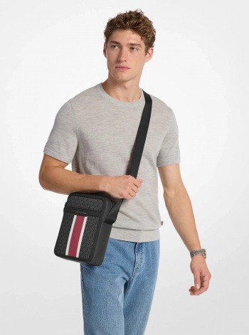 Michael Kors Mens Cooper Striped Signature Logo Flight Bag
