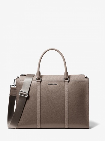 Michael Kors Mens Cooper Pebbled Leather and Signature Logo Briefcase