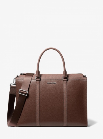 Michael Kors Mens Cooper Pebbled Leather and Signature Logo Briefcase