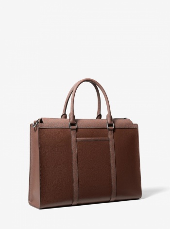 Michael Kors Mens Cooper Pebbled Leather and Signature Logo Briefcase
