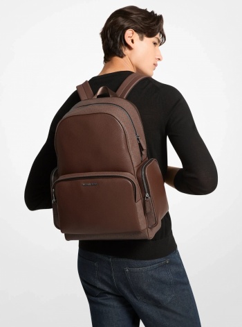 Michael Kors Mens Cooper Leather and Signature Logo Backpack