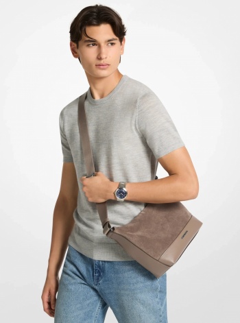 Michael Kors Mens Cooper Suede Crossbody Bag