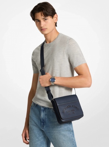 Michael Kors Mens Cooper Pebbled Leather Crossbody Bag