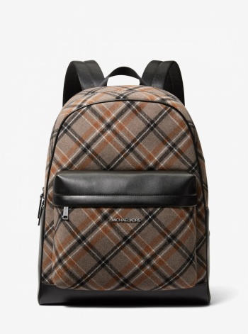 Michael Kors Mens Pacey Plaid Print Wool Blend Backpack